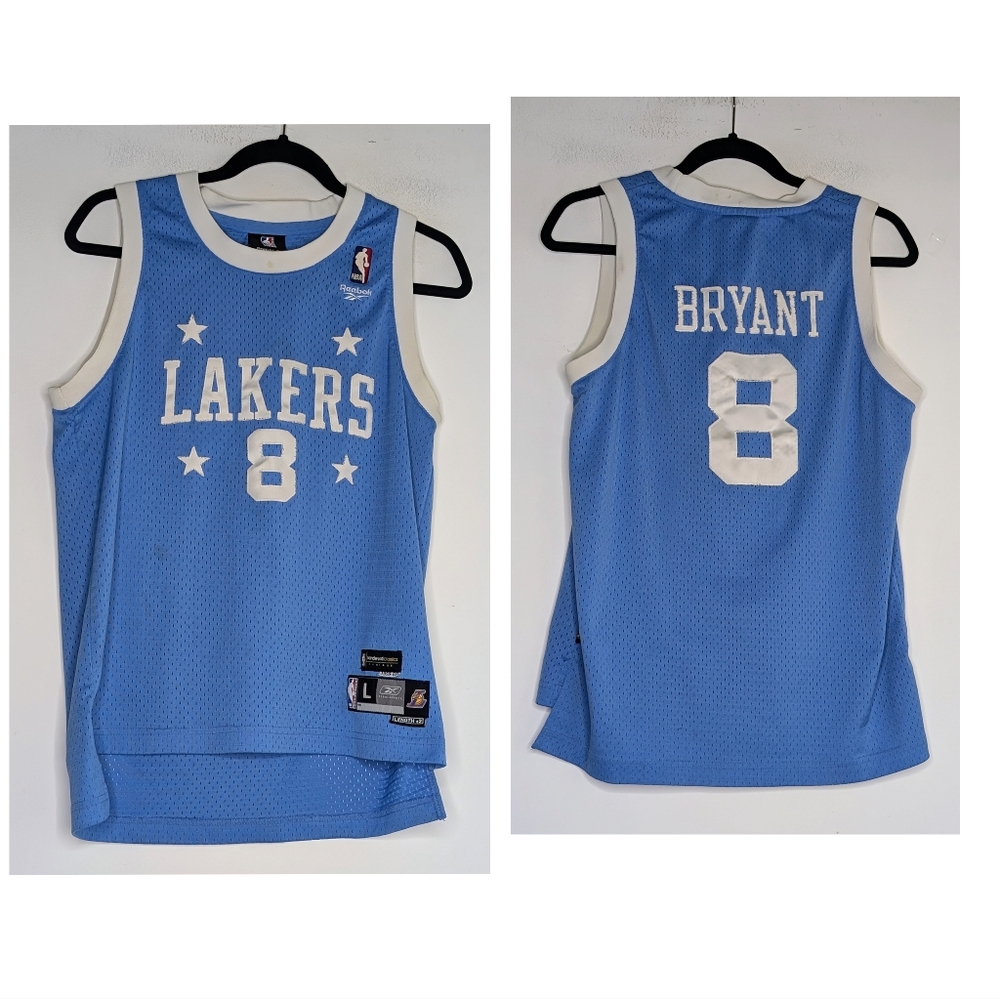 Vintage Reebok HWC Los Angeles Lakers Kobe Bryant 8 Blue Basketball Jersey RARE